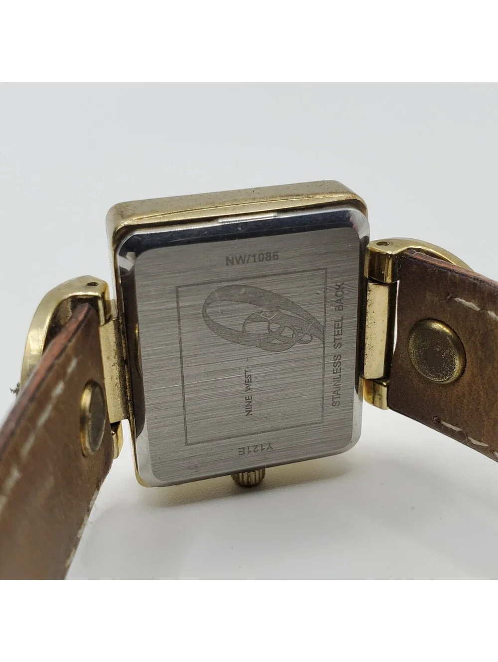 Nine West Square Womens Watch 27mm Gold Tone New Battery